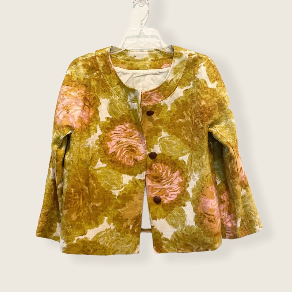 Talbots Yellow Pink Floral Blazer Sz M